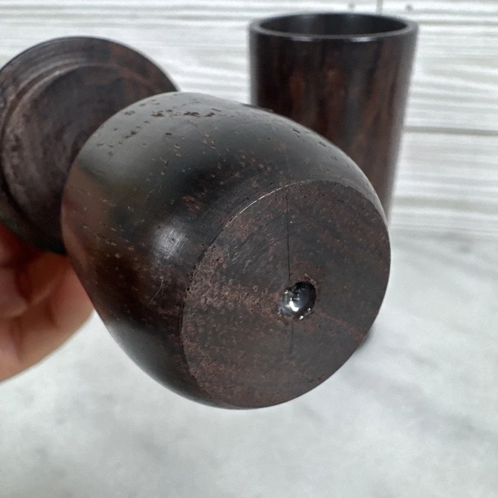 Handcrafted Hand Turned Cover Wood Toothpick Holder. Signed